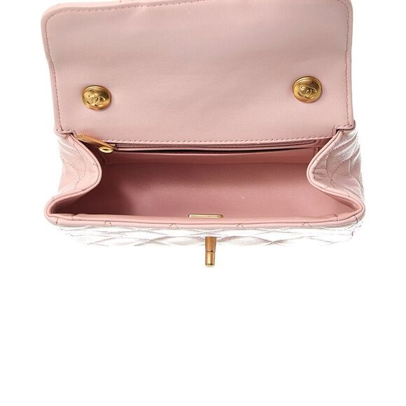 Chanel Pink Quilted Lambskin Leather Square Single Flap (Authentic Pre-Loved) - Picture 4 of 4